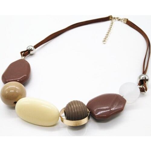 Blue Ceramic Necklaces Geometric Trendy Brown Yellow Fashion Pendant Choker Statement Necklace Women Sweater Chain Jewelry