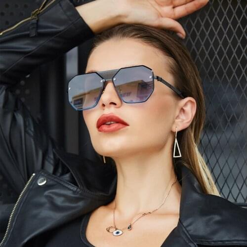 2021 Oversized Rimless Sunglasses Men Trendy Luxury Brand Square Sun Glasses For Women With Big Frame Vintage Sunglass UV400
