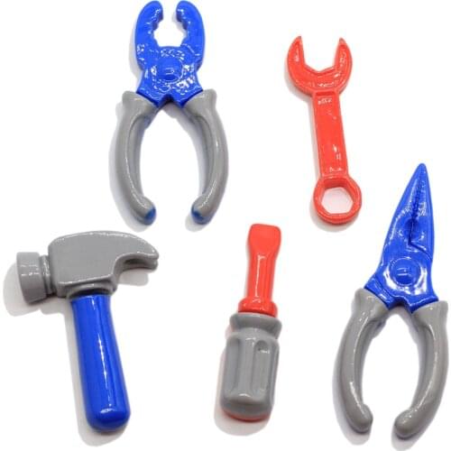 Mix Design European Resin Simulation Mini Hammer Screwdriver Wrench Pliers Pendant Tool Charms Diy Bag Earings Key Chain Pendant