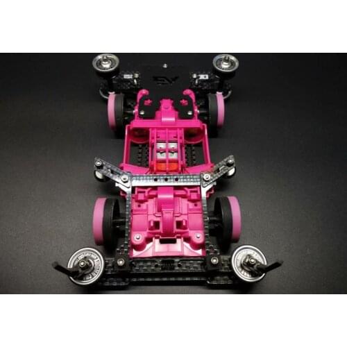 1Set Pink Tamiya Mini 4WD Car Model With MSL/MS-L Chassis Inside Suspension Spring Front/Rear Plates Brake