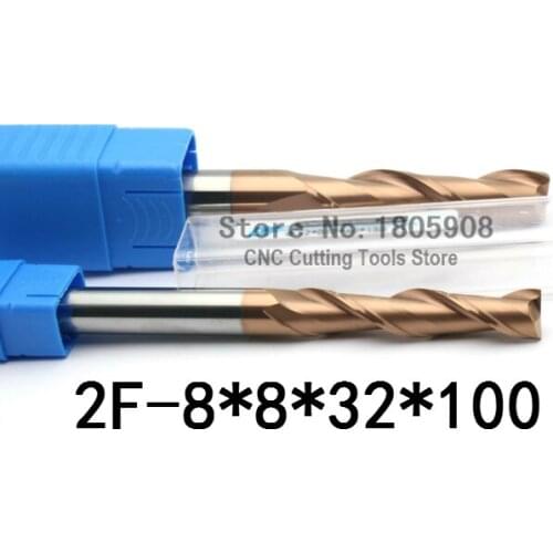 1PCS HRC60 Long carbide alloy cutter 2 Flute 2F-8*8*32*100L tungsten steel milling cutter,CNC milling tools, CNC machine