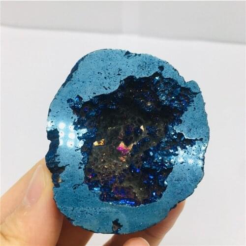 Natural agate crystal hole cornucopia office furniture feng shui decorations 1pc