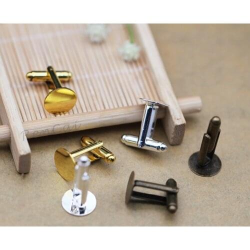 10pcs Multi-Colors 8/10/12mm Flat Cufflinks Bezel Base Round Blanks Setting French Cufflinks For DIY Men Cabochons Cameo Jewelry