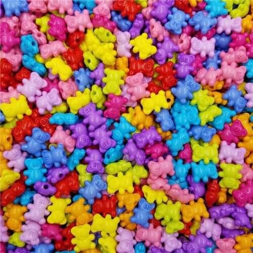 20Pcs 14*12mm Acrylic Cute Bear Loose Spacer Beads DIY Jewelry Accessories Necklace Bracelet Candy Color Pendant