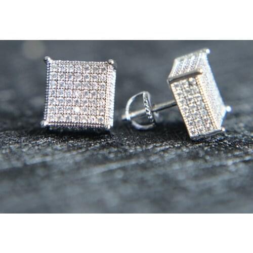 2017 mens big bling ear jewelry 3 colors screw back micro pave cz earring for men