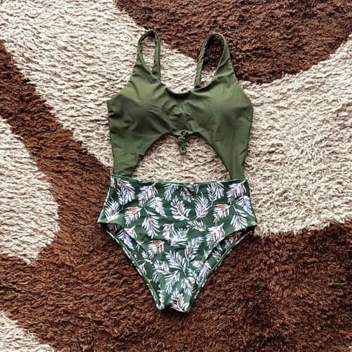 2021 New Fashion Ladies Printed Swimsuit Sexy Small Fresh Open Back Quick-drying One-piece Swimsuit Swimsuit Bikini Suit