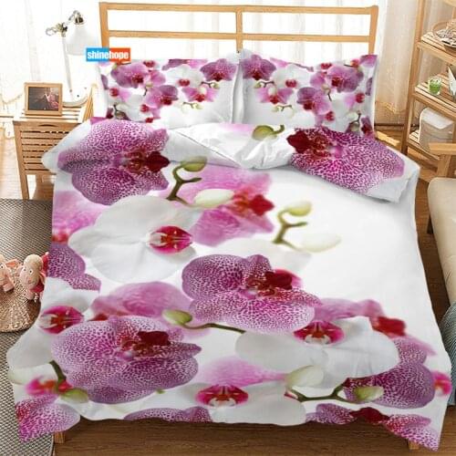 3 Pcs Luxury Duvet Cover Set Orchid Flowers Bedding Sets Comforter Duvet Cover Pillowcase Home Textiles
