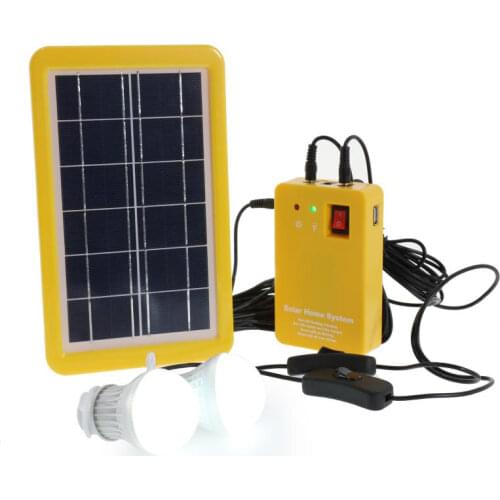3W Solar Panel Emergency Light Portable Lantern 4 Heads USB Charger Cable with 2 LED Light Bulb for Outdoor Camping Travel Lamp