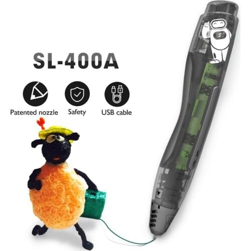 SL-400A 3D Pen Transparent Designed Low Temperature 3D Scribble Pen sl 400a with PCL Filament for Children Education Artwork