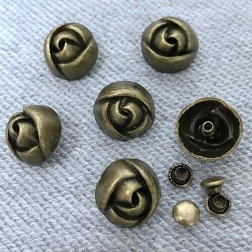 New 50PCS 15MM Bronze Rose Flower Rivet Punk Spike Flower Rose Studs Spikes Shoes Belt Bag Bracelets Accessories Leather Craft