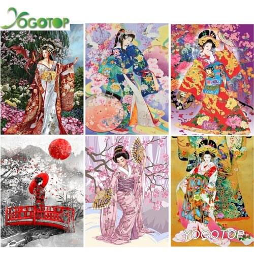 YOGOTOP DIY 5d Diamond Painting Japanese woman geisha Full drill picture Square/Round Diamond Embroidery 5d Decor Sakura YY820