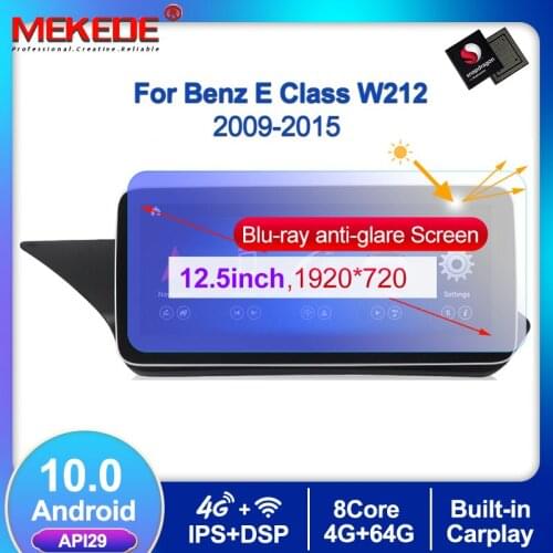 12.5'' 1920*720P 4G LTE Auto Radio GPS Player For Mercede Benz E Class W212 2009-2015 With WIFI IPS DSP 4G+64G Built-in Carplay