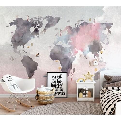 Bacaz Large World Map Wallpaper Mural for Baby Child Room Sofa Backaground 3d Photo Mural 3d Wall Sticker 3D Map Wall paper