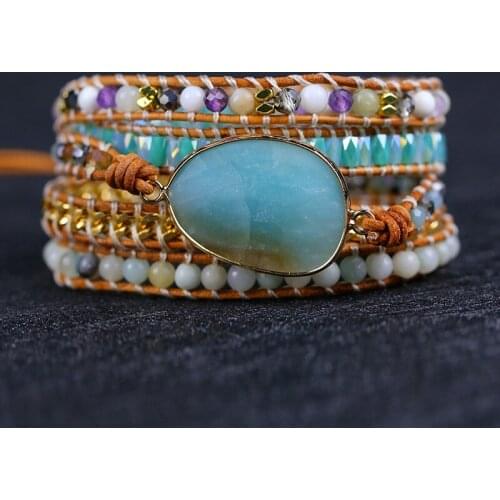 2021 High quality amazonite Charm yoga Wrap Bracelets chain Handmade boho style jewelry drop shipping