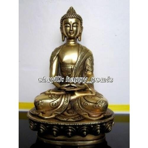 Collectible Tibetan Buddhis Amitabha Bronze buddha dragon brass statue 21cm