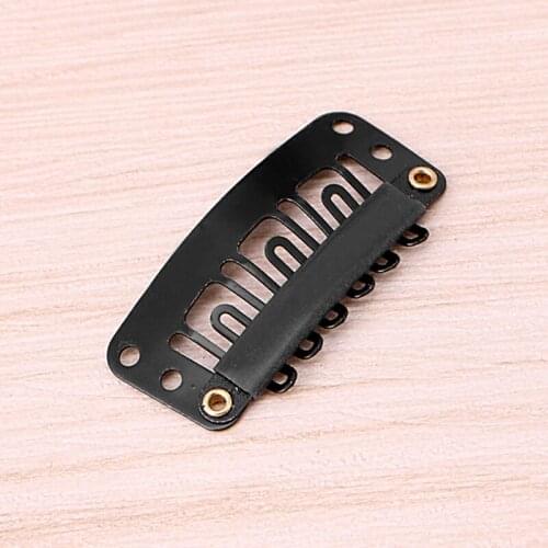 40 Pcs 32mm Black U Shape Snap Metal Clips For Hair Extensions Weft Clip-on New R58E