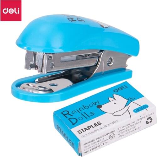 DELI Mini Stapler 10 # deli 0253 1 Set with staples Cartoon student cute stapler stationery office supply School accessories