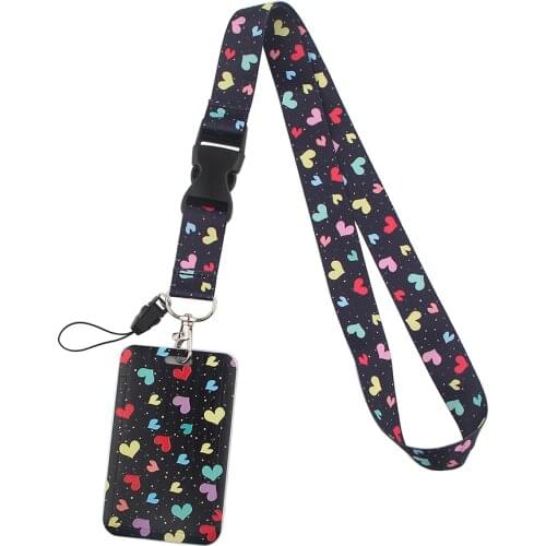 BG685 Black Love Key Lanyard ID Badge Holder Multifunction Cell Phone Key Strap Rope Neckband Cellphone Decoration