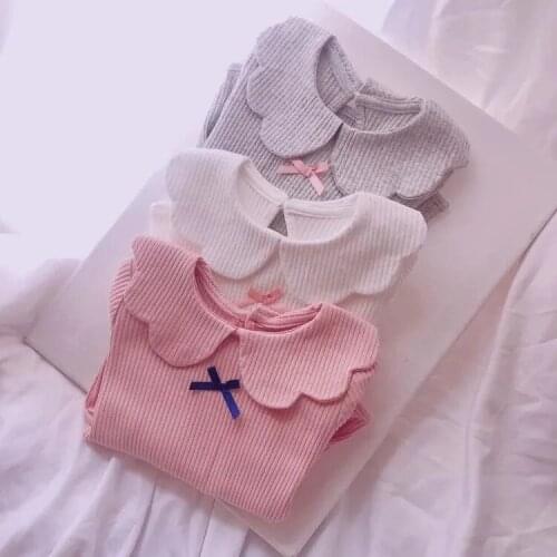 Childrens baby girls bottom shirts autumn new newborn baby girls long sleeve T-shirt foreign style and versatile tops P5256