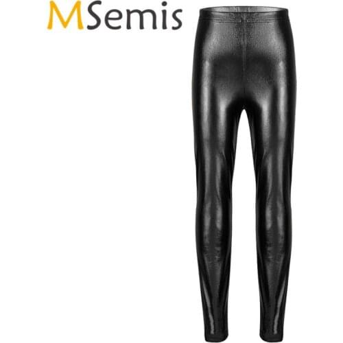 Kids Girls Dance Pants Gymnastic Swimsuit Gymnastics Shiny Metallic Ballet Jazz Dance Pants Skinny Pants Leggings Performances