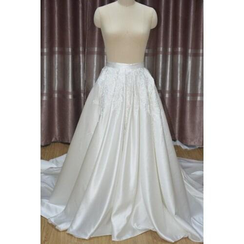 Long 200cm Satin Applique skirt Wedding dress removable skirt Detachable train wedding accessories custom size