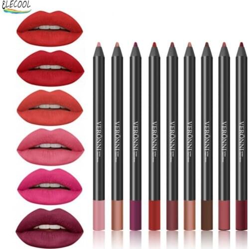 ELECOOL 1Pcs Cosmetics Lipstick Pen Professional Matte Waterproof 13 Colors Charming Lip Liner Contour Makeup Lips Stick Pencil