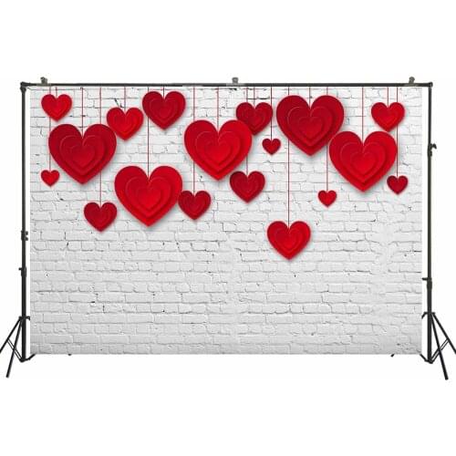 Valentine Day Photography Backdrop Love Hearts Brick Wall Newborns Baby Children Photo Background for Studio Photocall W4830