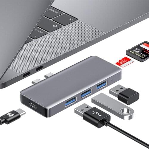 IREALTHINK USB Type C Adapter Thunderbolt 3 Hub 6 IN 1 Dual USB C Hub Splitter USB Hub For Macbook Pro/Air