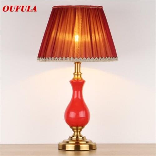 OUFULA Ceramic Table Lamps Desk Luxury Modern Contemporary Fabric for Foyer Living Room Office Creative Bed Room Hotel
