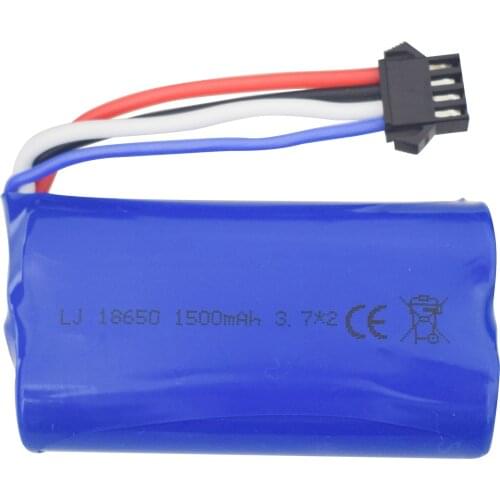 7.4v 1500mah 18650 4P-SM Lipo Battery with charger for Udi007 Udi002 HongXunJie HJ806 RC Boat Spare Parts 2s battery