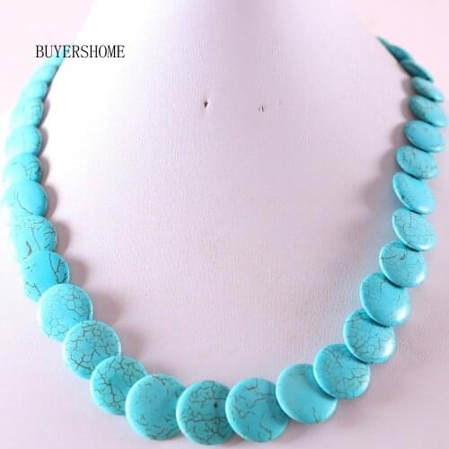 Fashion Jewelry 12X12X4-25X25X5MM Natural Stone Beads Green Howlite Necklace 18" 1Pcs E341