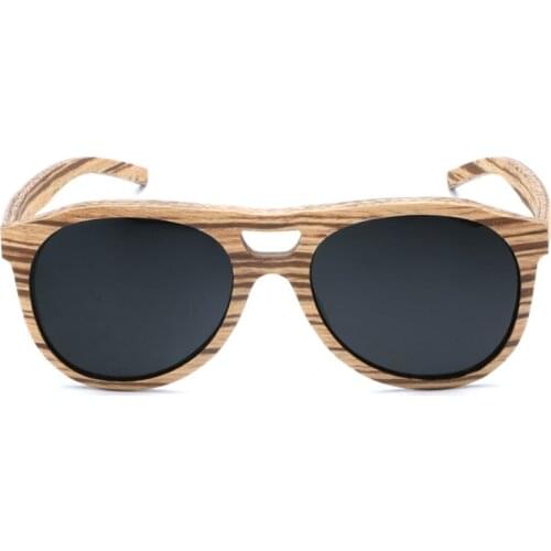 Ablibi Mens Pilot Handmade Zebrawood Wooden Sunglasses for Men Ladies Fashion Wood Shades in Original Brand Package