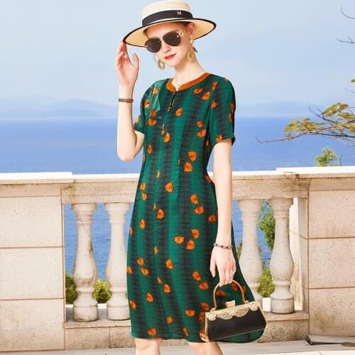 ZUOMAN Summer Vintage Loose Print Silk 4XL Plus Size Dress 2021 Casual Patchwork Midi Dress Women Elegant Bodycon Party Vestido