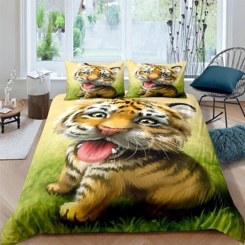 Lovely Tiger Bedding Cover Animal Duvet Bed Cover Linen Quilt Cover Single Full Queen King Double Size