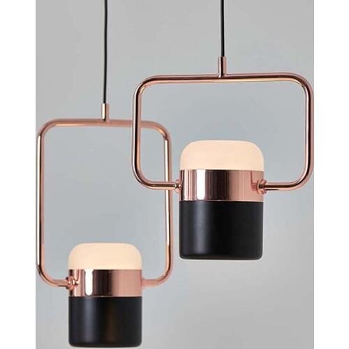 Plated Pendant Lights Rose Gold Postmodern Led Wrought Iron Nordic Simple Suspension Lamp Dining Room Bedroom Hanglamp Light