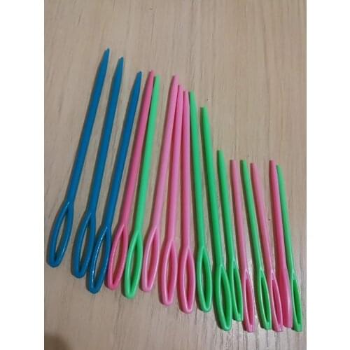 Retail 1000pc Plastic Sewing Needle Knitting Needlework Mixed Color Plastic Knitted Needles DIY Sewing Tool NEEDLE-736084
