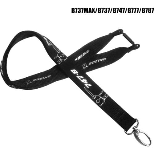 BOEING 787 737 747 777 Lanyard for Pilot License ID Holder, Wide black with Metal Buckle for Flight Crew Airman Unique Gift