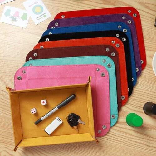 9 Colors Folding Quadrilateral Dice Tray PU Leather Dice Tray Box Dice Games Dice Storage Box Table Board Games