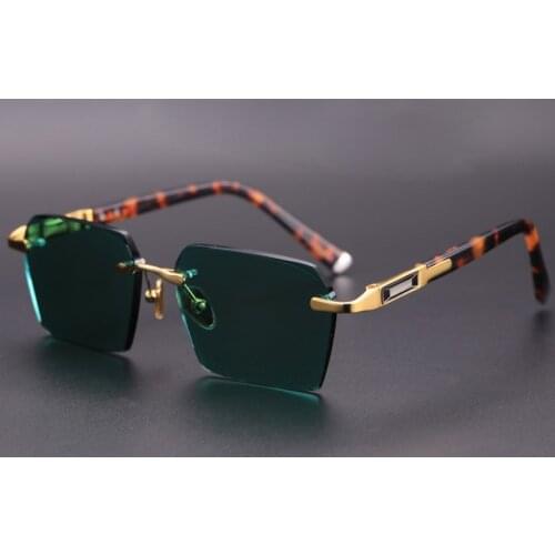 Acetate Rimless Sunglasses Men Women Natural Crystal Stone Vintage Sun Glasses Glass Lens Retro Sunglass Goggles Oculos Gafas