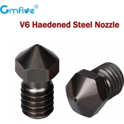 GmFive V6 Nozzle Hardened Steel Nozzle PEI PEEK Carbon Fiber 1.75mm Filament 0.4mm For E3D V5 V6 Titan Hotend 3D Printer Parts