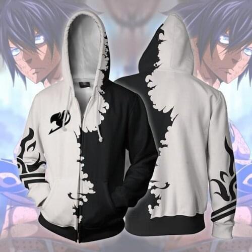 Fairy Tail Sweatshirt Cosplay men/women costume jacket Anime 3D Printed Sweatshirt zipper coat Cartoon harajuku hoodies