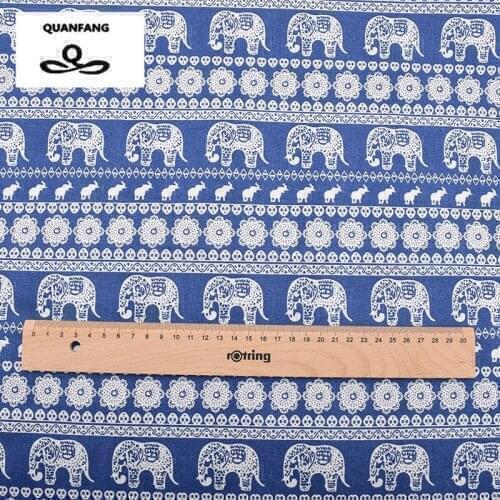Printed Cotton Linen Fabric For Quilting,DIY Sewing,Sofa,Curtain,Bag,Cushion,Furniture Cover Material,Ethnic Pattern,Half Meter