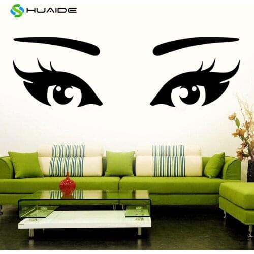 Girl Wall Decals Sexy Eyes Beauty Salon Vinyl Wall Decal Sticker Mural Art Make Up Stickers Cosmetics Poster Home Decor A139