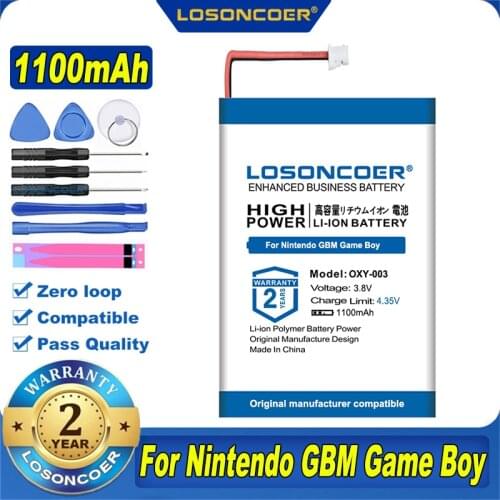 100% Original LOSONCOER 1100mAh OXY-003 Battery Kit Pack For Nintendo GBM Game Boy Micro OXY-001