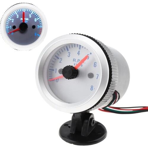 2" 52mm 0-8000RPM Universal High Quality Durable Blue Light Tachometer Tach Gauge with Holder Cup Suitable for Auto Car