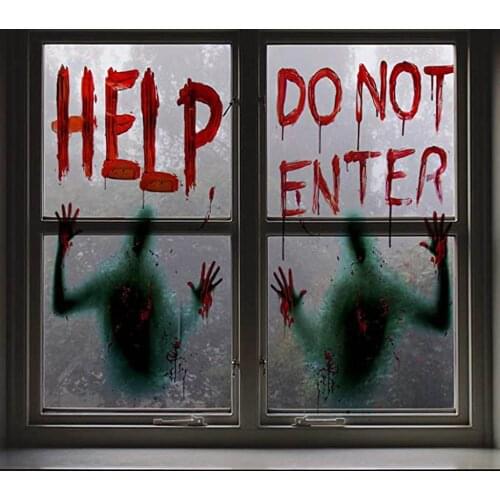 2PCS NEW Halloween Masquerade Party Haunted Houses Decoration Window Poster “HELP DO NOT ENTER” Letter Terror Wall Stickers F99