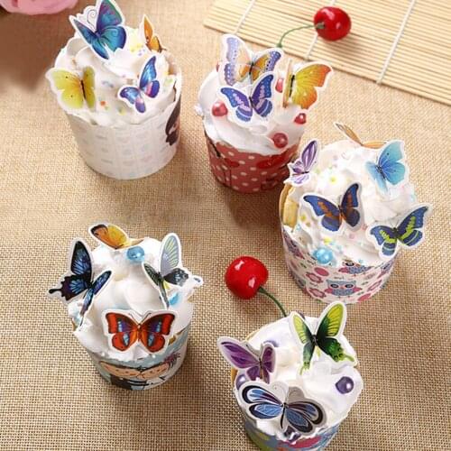 50 pcs Butterflies Wedding Birthday Rice Wafer Paper Cupcake Cake Toppers