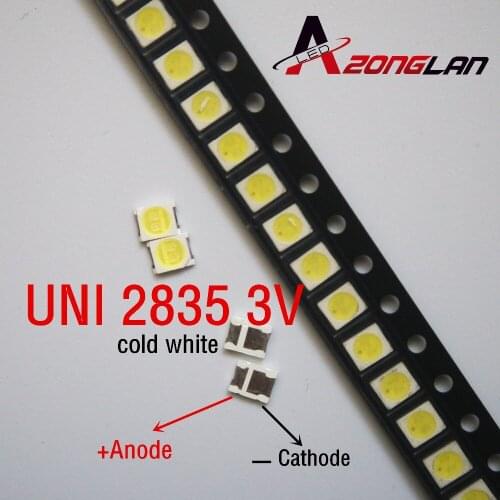 50PCS UNI LED Backlight High Power LED 1W 3V 1210 3528 2835 Cool white LCD Backlight for TV TV Application MSL-628KSW