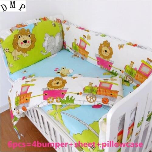 6pcs Baby Gift for Birthday,protetor de berco Soft Comfortable Crib Bedding Sets (4bumpers+sheet+pillow cover)