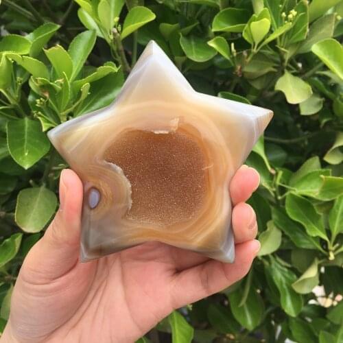 90mm Natural Agate Geode Star Drusy Cluster Crystal Agate Star Jade Quartz Lucky Stars Charms Decoration 125-135g